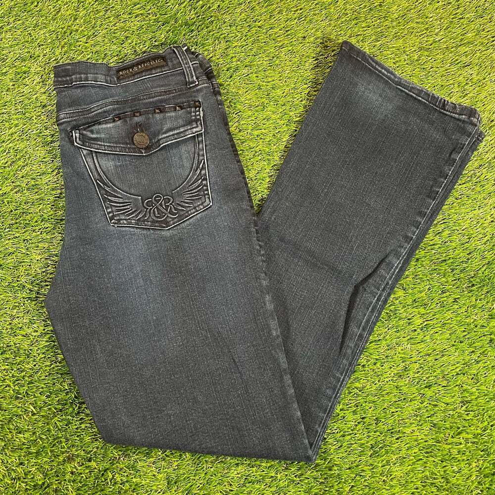 Rock & Republic Dark Wash Flap Pocket Studded Jeans